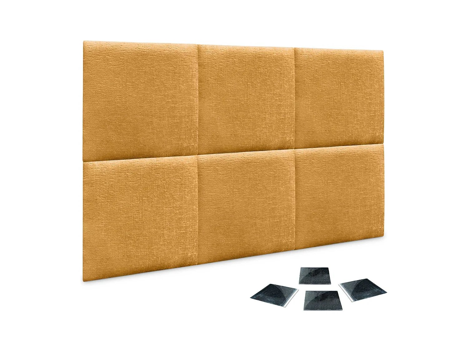 DHOME Lot de 6 panneaux muraux acoustiques auto-adhésifs en laine écologique protection absorbante contre les chocs (Moutarde, 50 x 50 cm, x6)