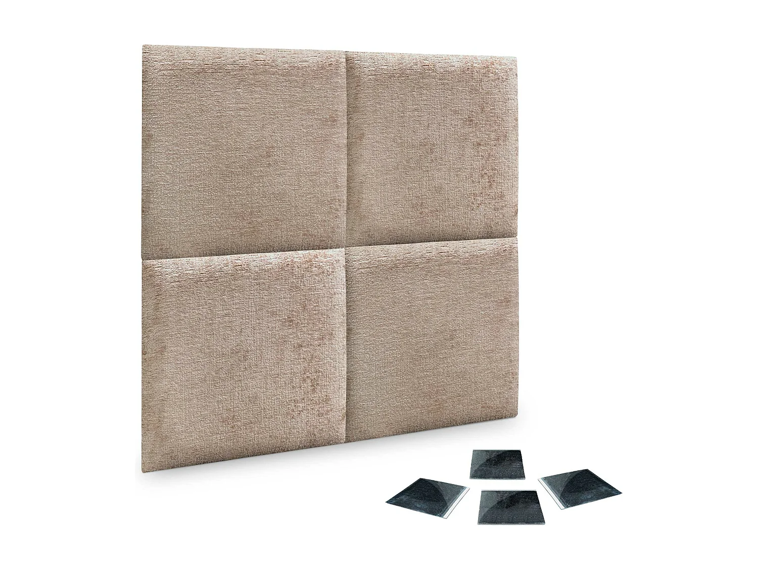 DHOME Set van 4 milieuvriendelijke wollen gestoffeerde panelen Zelfklevende akoestische wandpanelen Absorberende bescherming (lichtbruin, 50x50cm, x4)