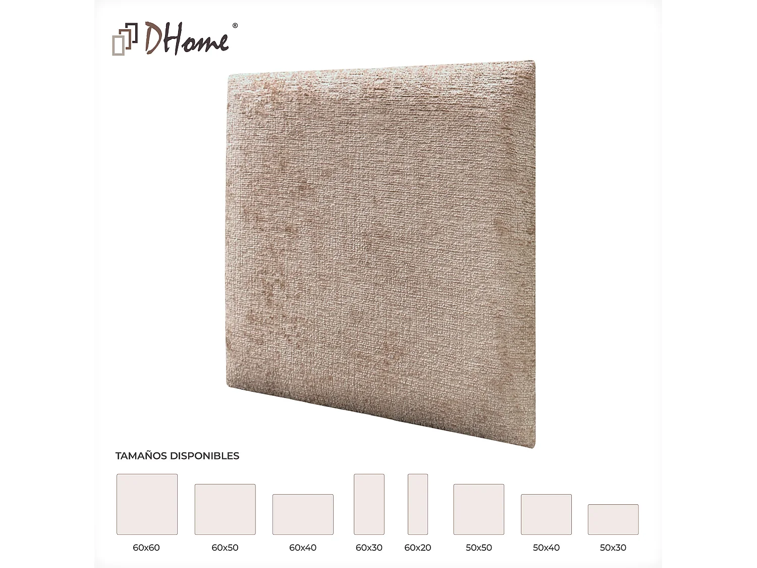 DHOME Set van 4 milieuvriendelijke wollen gestoffeerde panelen Zelfklevende akoestische wandpanelen Absorberende bescherming (lichtbruin, 50x50cm, x4)