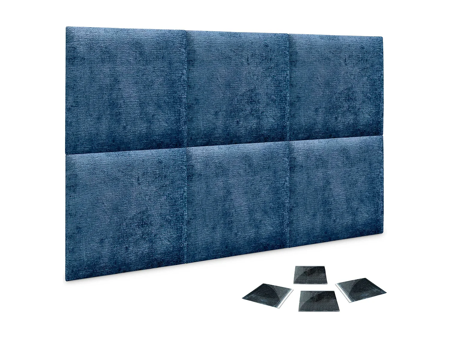 DHOME Lot de 6 panneaux muraux acoustiques auto-adhésifs en laine écologique protection absorbante contre les chocs (Bleu, 50 x 50 cm, x6)