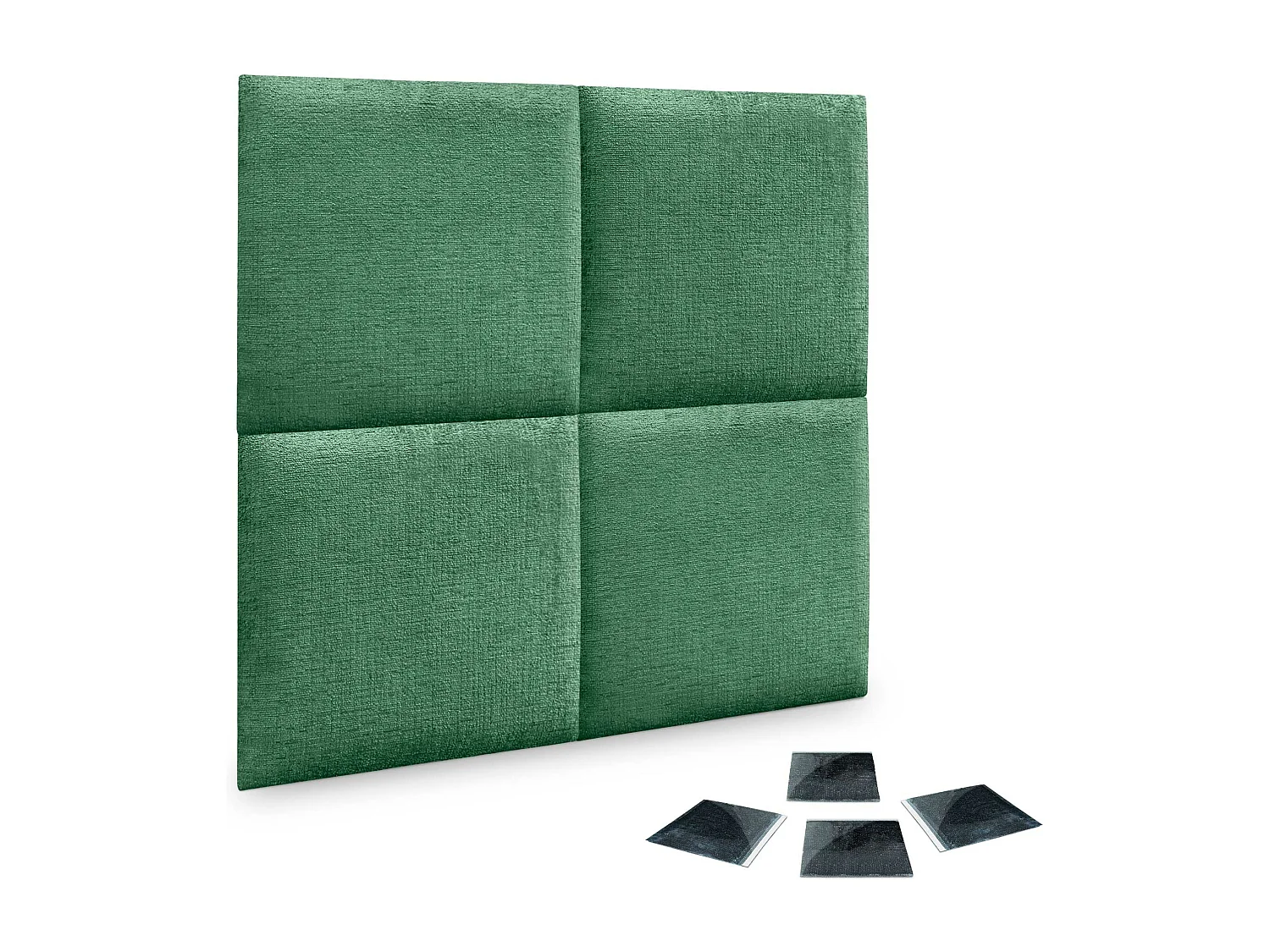 DHOME Juego de 4 Paneles Tapizados de Lana Ecológica Pack Autoadhesivos para Pared Acústicos Absorbentes Protección  (Verde, 60x60cm, x4)