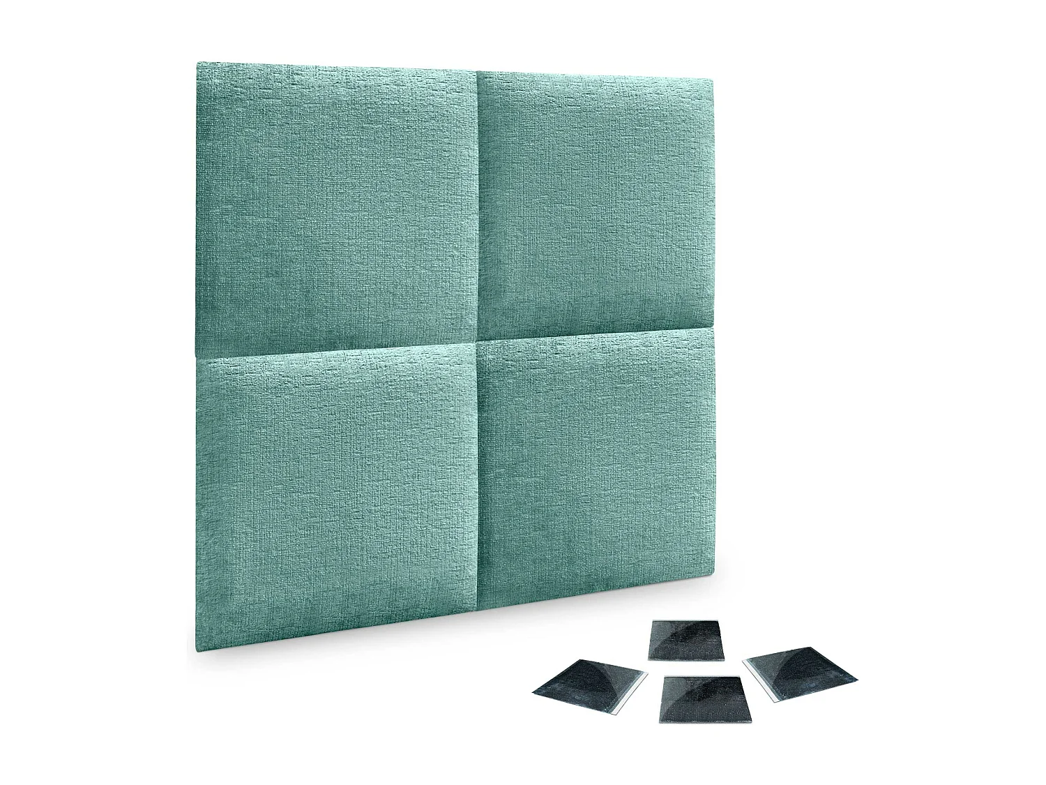 DHOME Lot de 4 panneaux muraux acoustiques auto-adhésifs en laine écologique protection absorbante contre les chocs (Vert d'eau, 50 x 50 cm, x4)