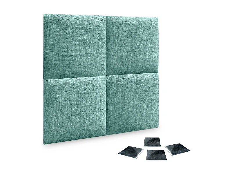 DHOME Lot de 4 panneaux muraux acoustiques auto-adhésifs en laine écologique protection absorbante contre les chocs (Vert d'eau, 50 x 50 cm, x4)