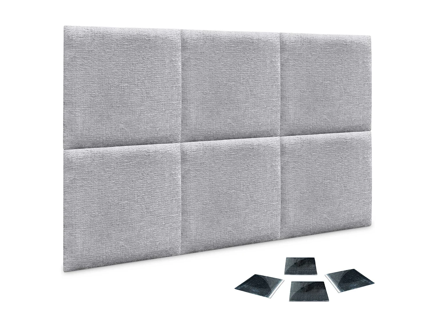 DHOME Set di 6 pannelli imbottiti in lana ecologica Pannelli acustici autoadesivi per pareti Protezione dagli urti (grigio chiaro, 60x60cm, x6)