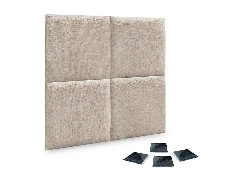 DHOME 4er-Set, umweltfreundliche Wollpolsterpaneele, selbstklebende akustische Wandpaneele, saugfähiger Schutz (Beige, 60 x 60 cm, x4)