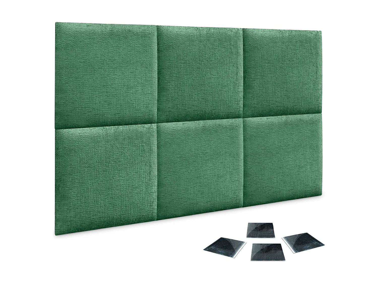 DHOME Lot de 6 panneaux muraux acoustiques auto-adhésifs en laine écologique protection absorbante contre les chocs (Vert, 60 x 60 cm, x6)