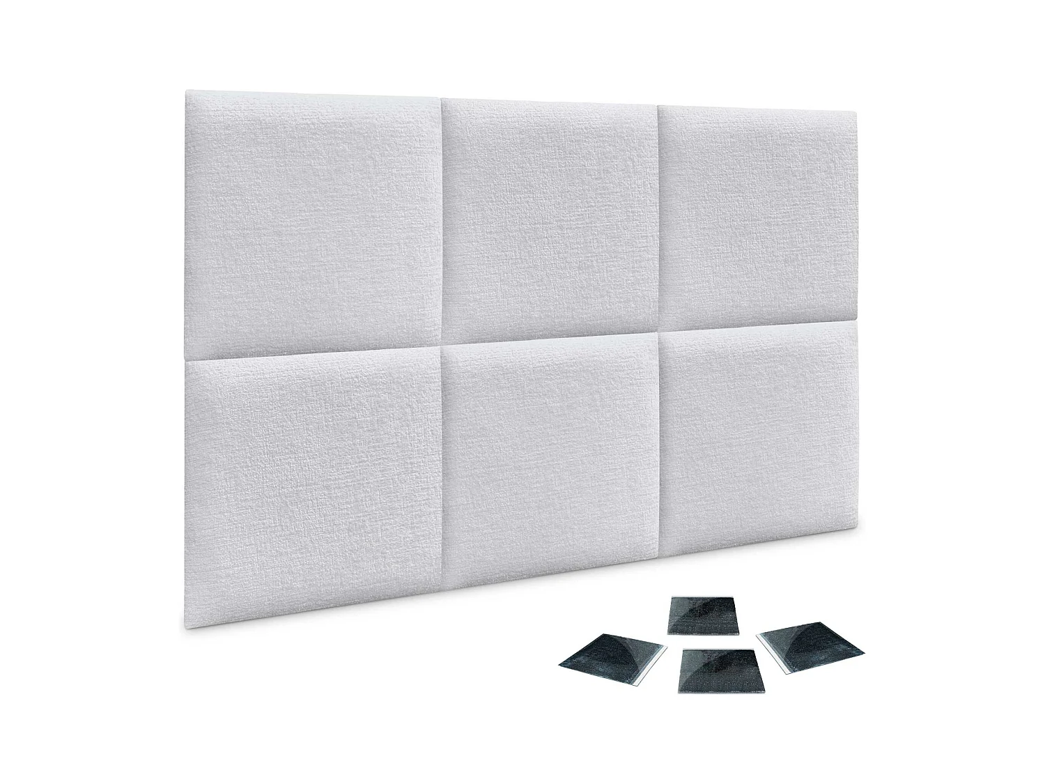 DHOME Set van 6 milieuvriendelijke wollen gestoffeerde panelen Zelfklevende akoestische wandpanelen Absorberende bescherming (wit, 60x60cm, x6)