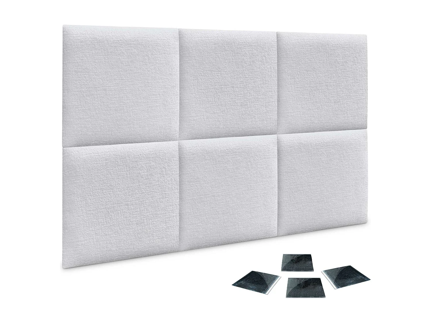 DHOME Lot de 6 panneaux muraux acoustiques auto-adhésifs en laine écologique protection absorbante contre les chocs (Blanc, 60 x 60 cm, x6)