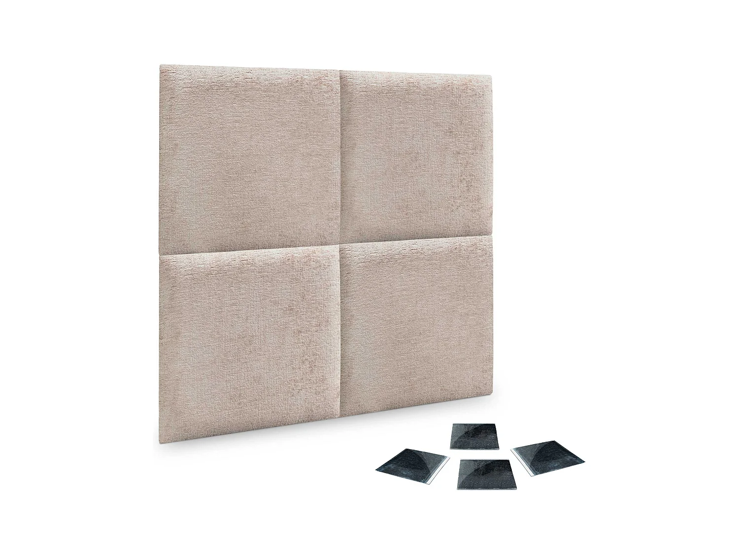 DHOME Lot de 4 panneaux muraux acoustiques auto-adhésifs en laine écologique protection absorbante contre les chocs (Beige, 50 x 50 cm, x4)