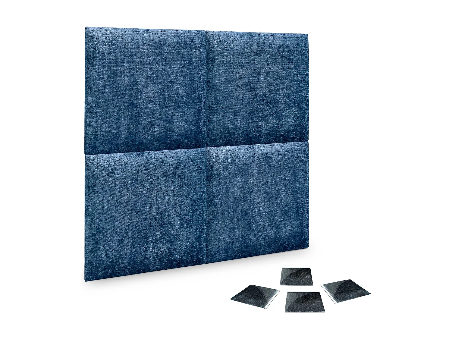 DHOME Lot de 4 panneaux muraux acoustiques auto-adhésifs en laine écologique protection absorbante contre les chocs (Bleu, 50 x 50 cm, x4)
