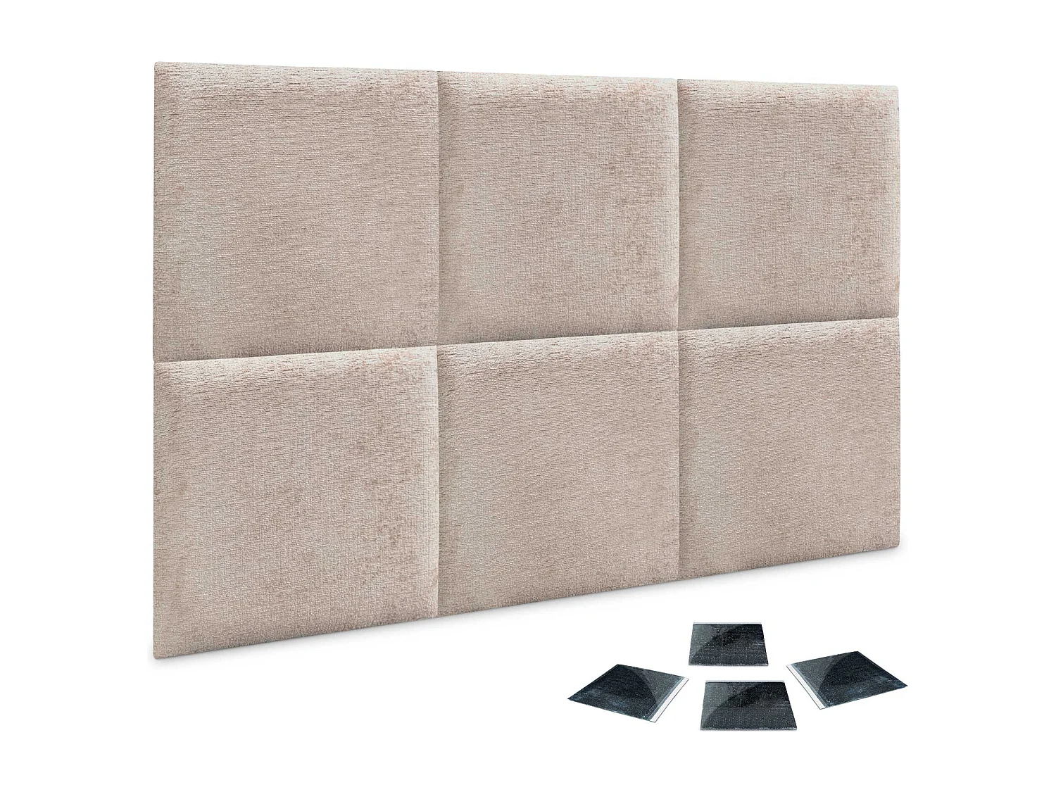 DHOME Set van 6 milieuvriendelijke wollen gestoffeerde panelen Zelfklevende akoestische wandpanelen Absorberende bescherming (beige, 60x60cm, x6)