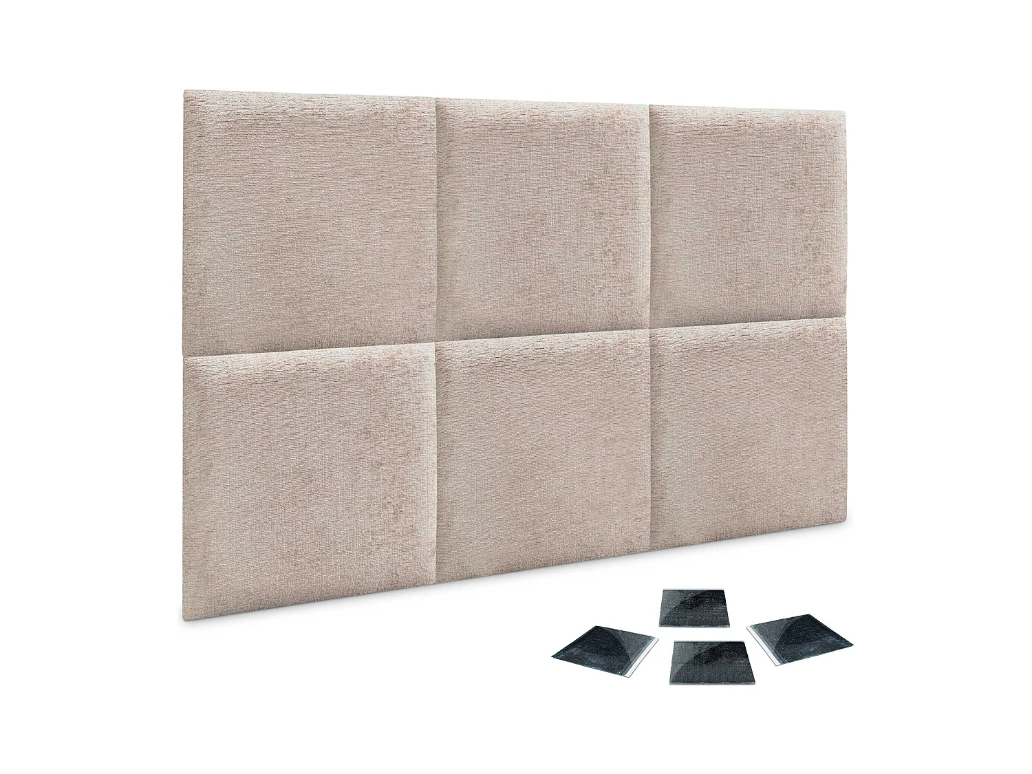 DHOME Lot de 6 panneaux muraux acoustiques auto-adhésifs en laine écologique protection absorbante contre les chocs (Beige, 60 x 60 cm, x6)
