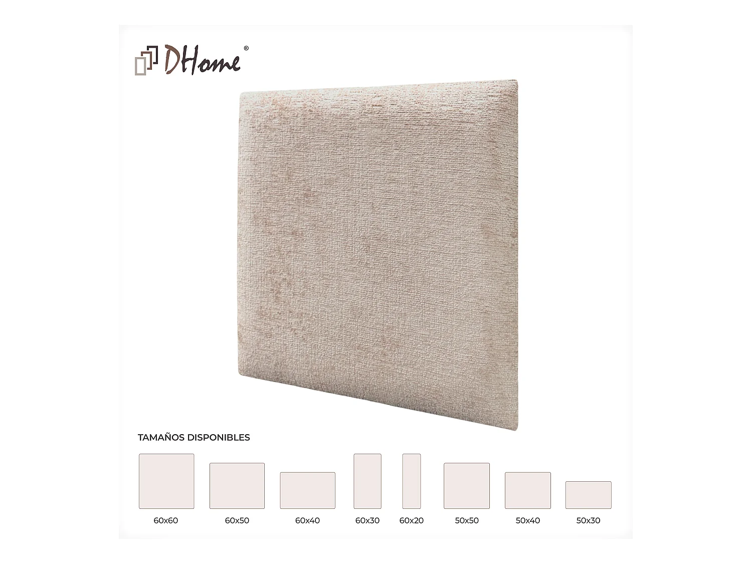 DHOME Lot de 6 panneaux muraux acoustiques auto-adhésifs en laine écologique protection absorbante contre les chocs (Beige, 60 x 60 cm, x6)