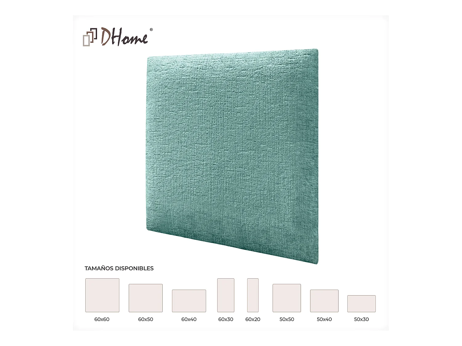 DHOME Lot de 8 panneaux muraux acoustiques auto-adhésifs en laine écologique protection absorbante contre les chocs (Vert d'eau, 60 x 60 cm, x8)