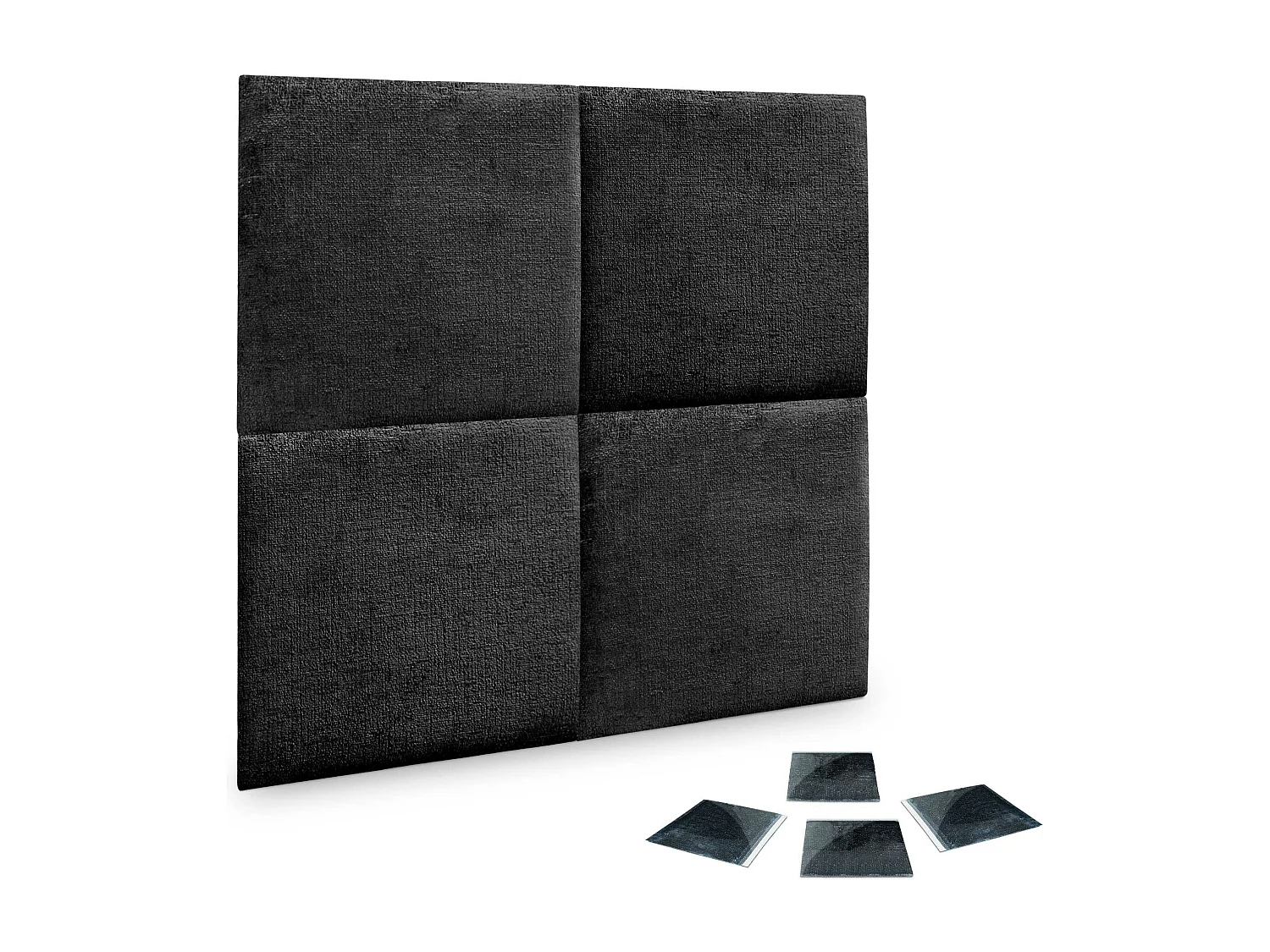 DHOME 4er-Set, umweltfreundliche Wollpolsterplatten, selbstklebende akustische Wandpaneele, saugfähiger Schutz (schwarz, 50 x 50 cm, x4)