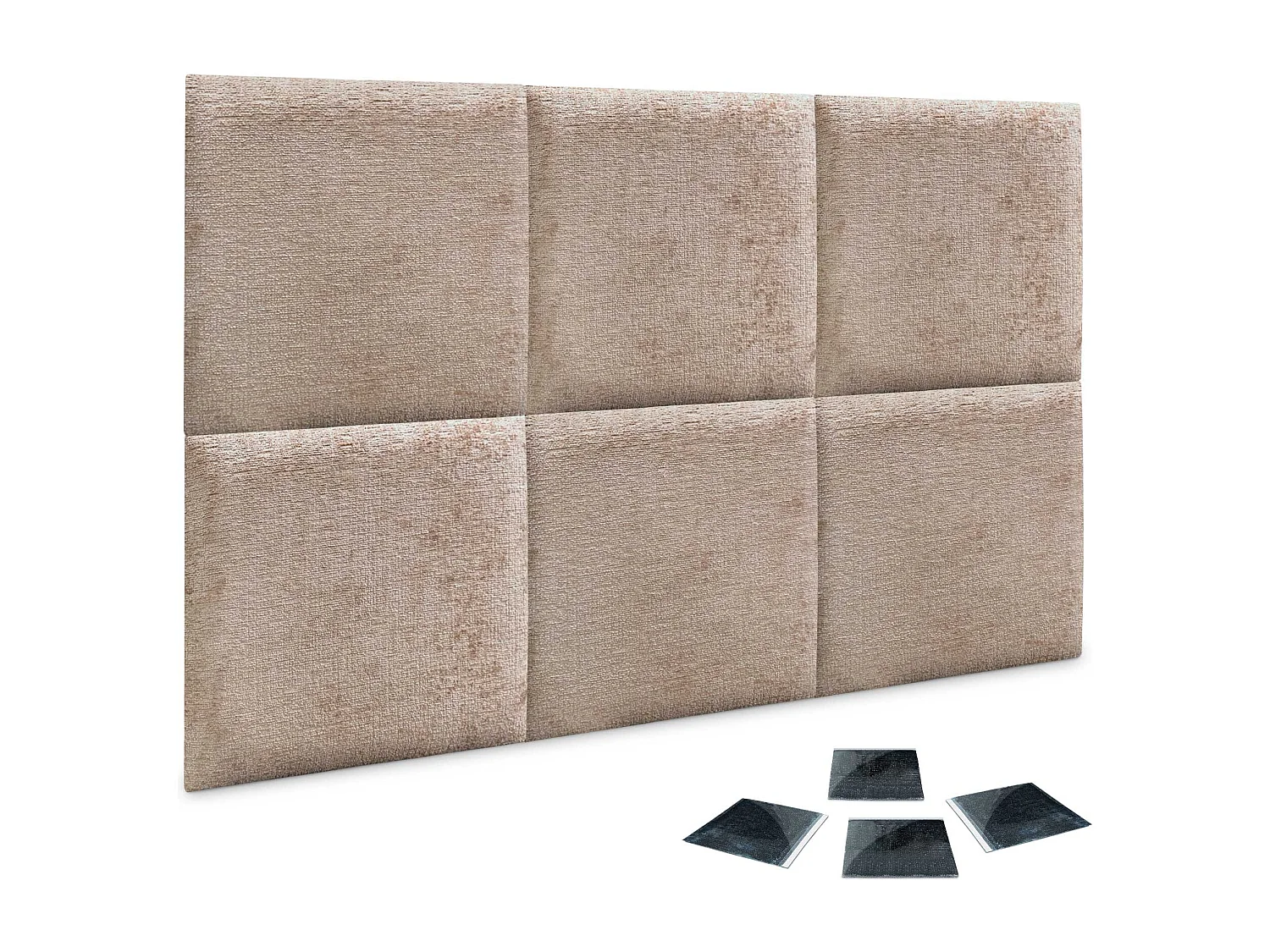 DHOME Lot de 6 panneaux muraux acoustiques auto-adhésifs en laine écologique protection absorbante contre les chocs (Marron clair, 50 x 50 cm, x6)