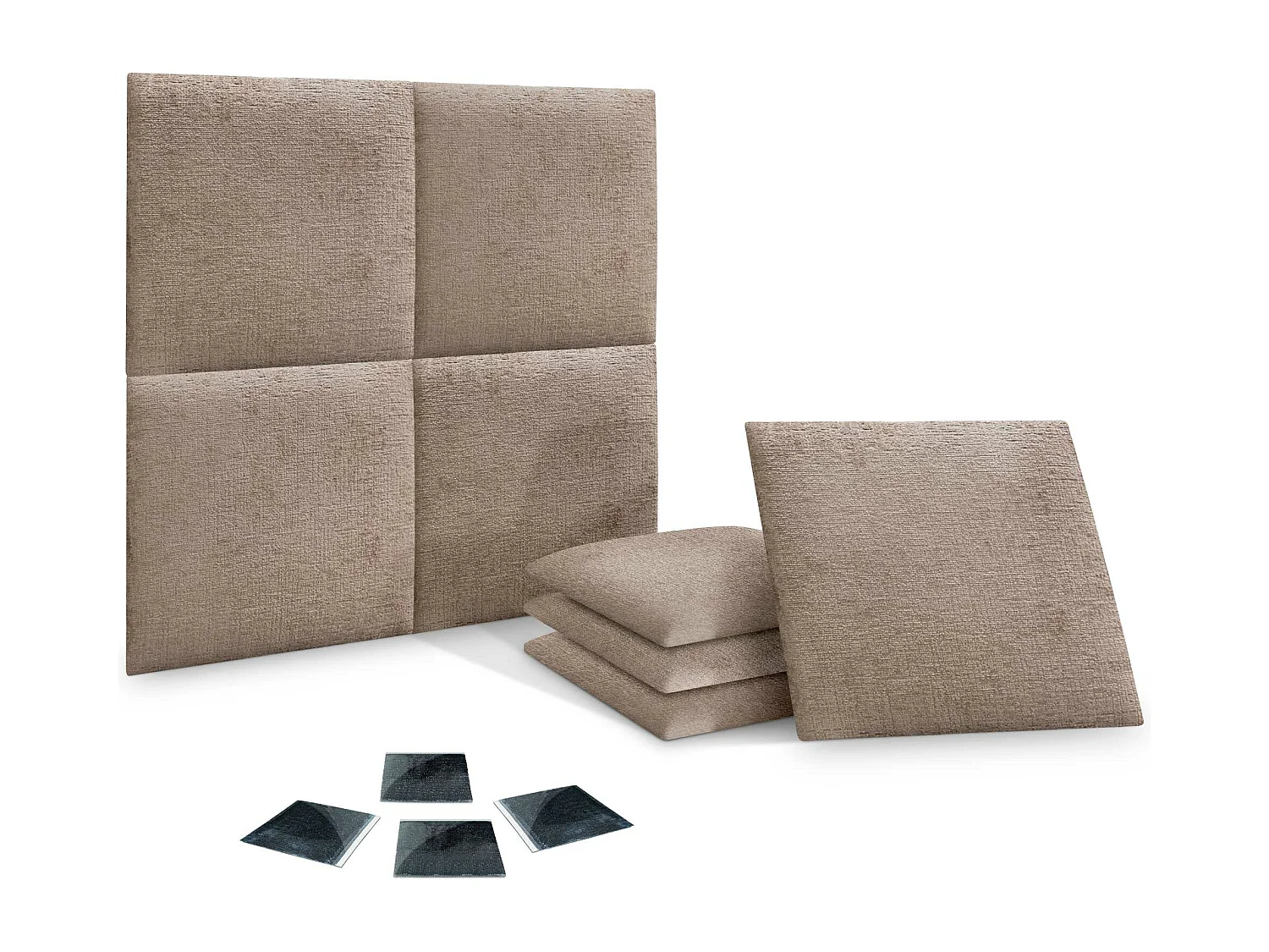 DHOME Lot de 8 panneaux muraux acoustiques auto-adhésifs en laine écologique protection absorbante contre les chocs (Marron, 50 x 50 cm, x8)