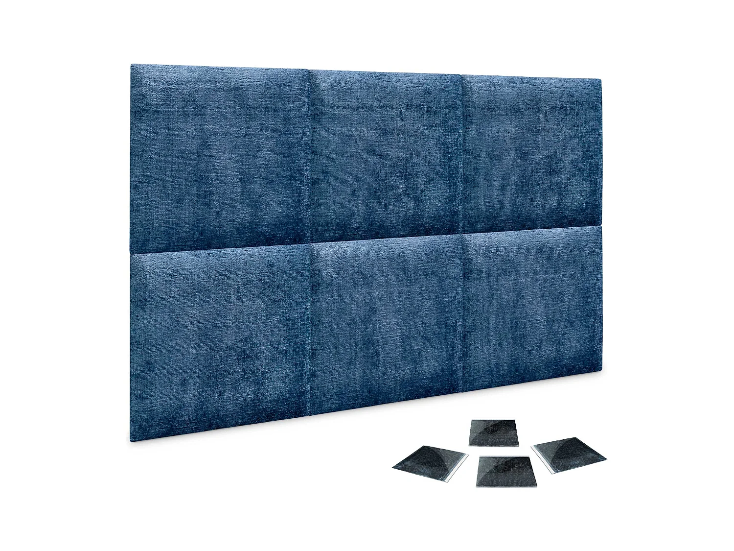 DHOME Lot de 6 panneaux muraux acoustiques auto-adhésifs en laine écologique protection absorbante contre les chocs (Bleu, 60 x 60 cm, x6)