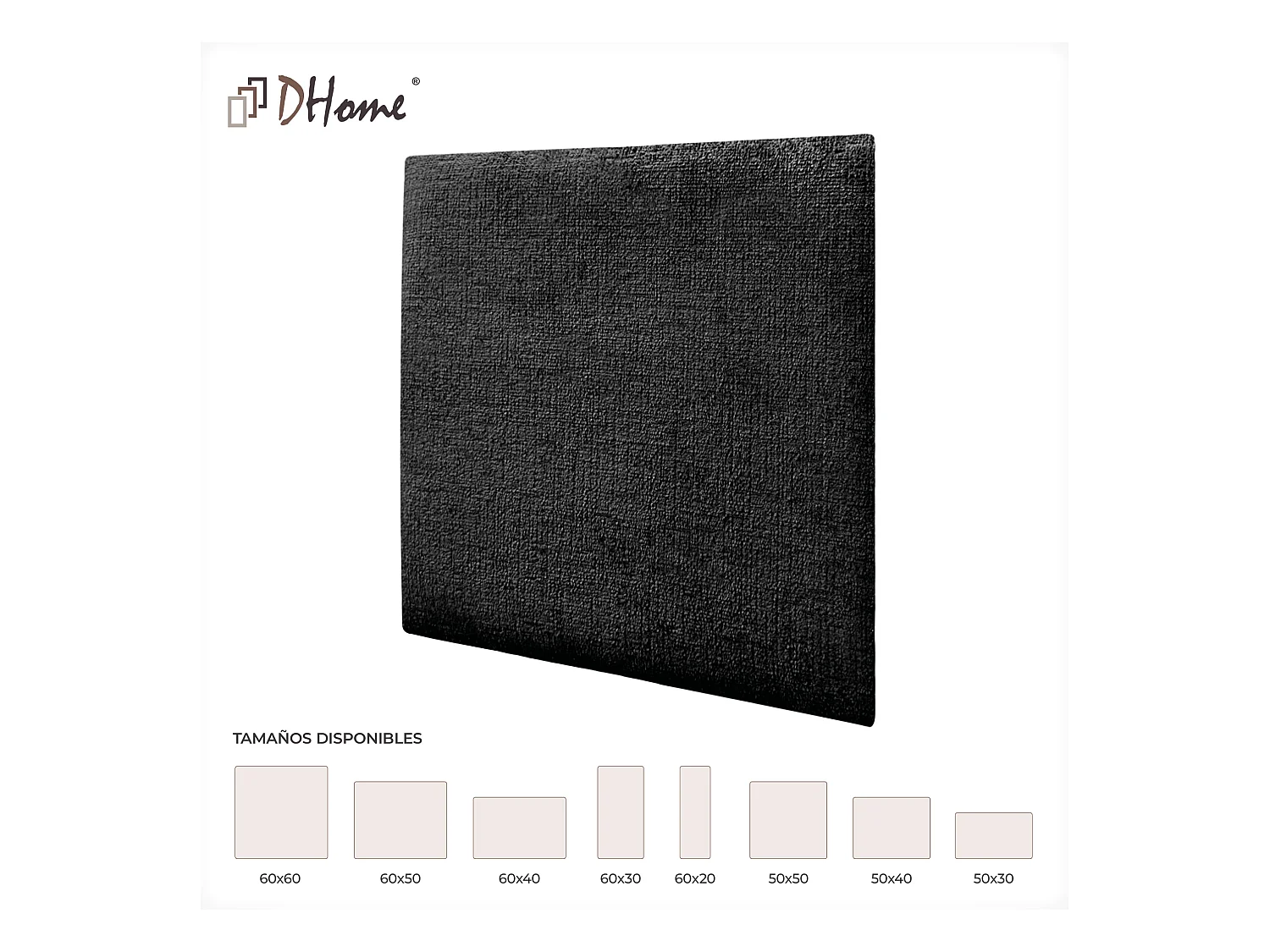 DHOME Lot de 4 panneaux muraux acoustiques auto-adhésifs en laine écologique protection absorbante contre les chocs (Noir, 60 x 60 cm, x4)