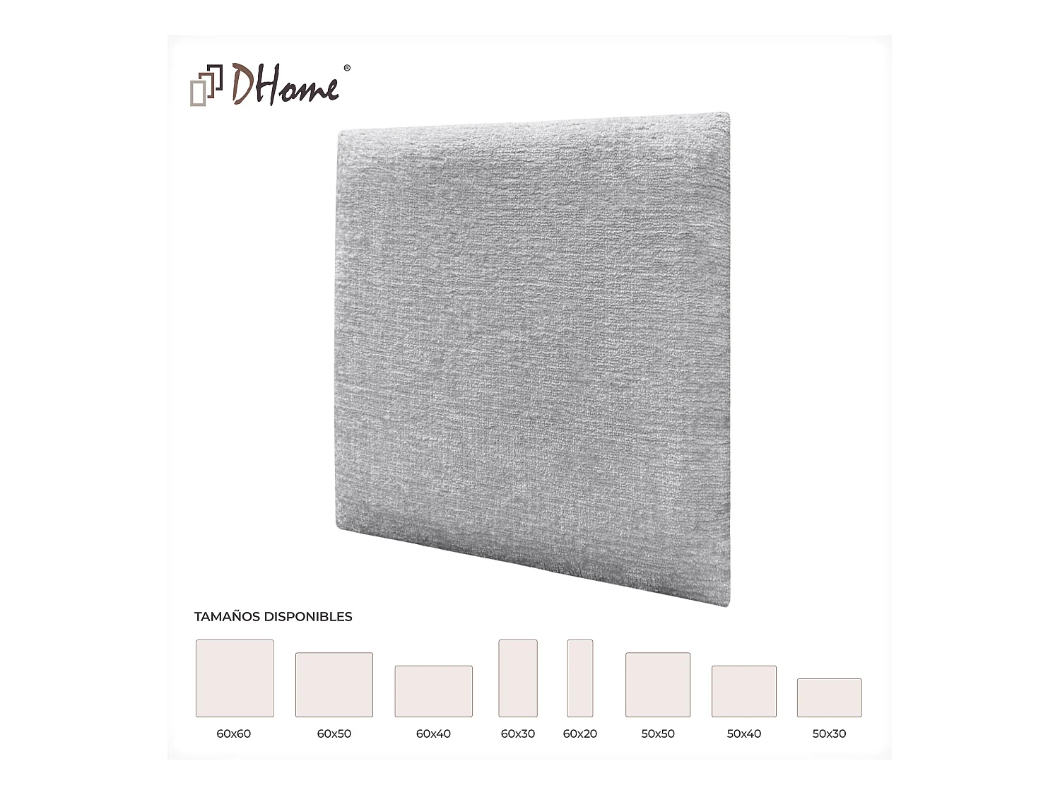 DHOME Lot de 8 panneaux muraux acoustiques auto-adhésifs en laine écologique protection absorbante contre les chocs (Gris Clair, 60x60cm, x8)