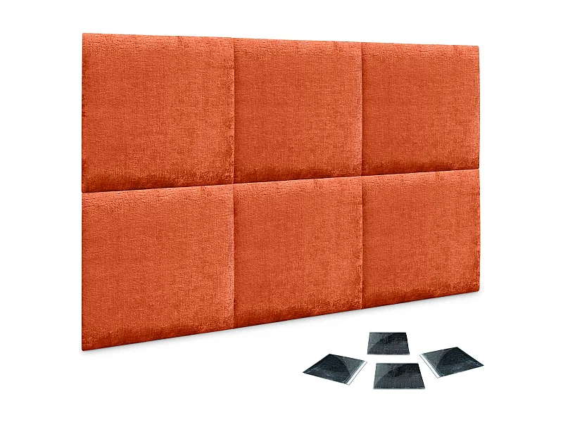 DHOME Lot de 6 panneaux muraux acoustiques auto-adhésifs en laine écologique protection absorbante contre les chocs (Orange, 60 x 60 cm, x6)