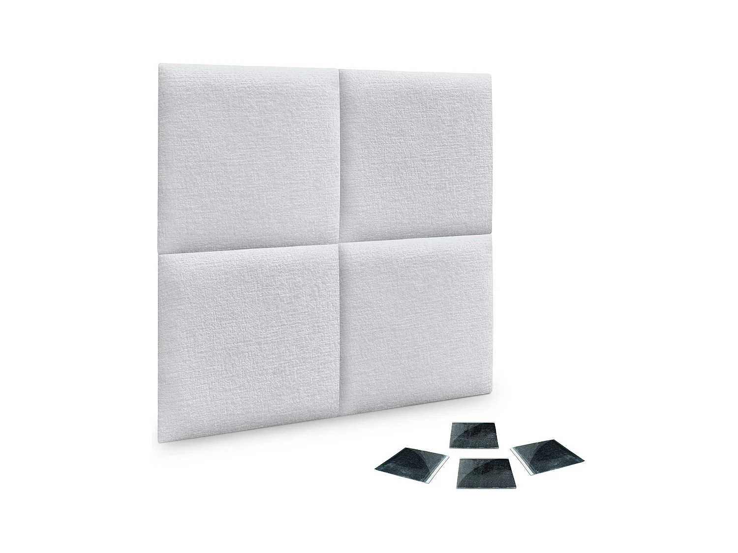 DHOME Lot de 4 panneaux muraux acoustiques auto-adhésifs en laine écologique protection absorbante contre les chocs (Blanc, 60 x 60 cm, x4)