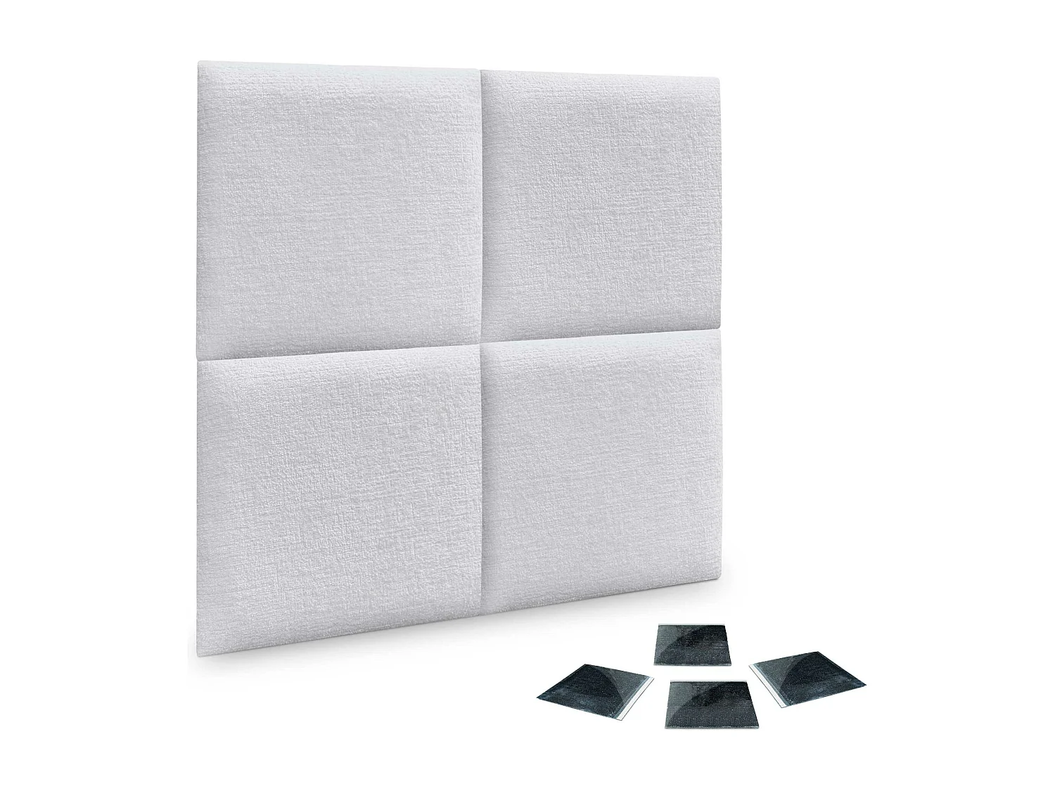 DHOME Lot de 4 panneaux muraux acoustiques auto-adhésifs en laine écologique protection absorbante contre les chocs (Blanc, 60 x 60 cm, x4)