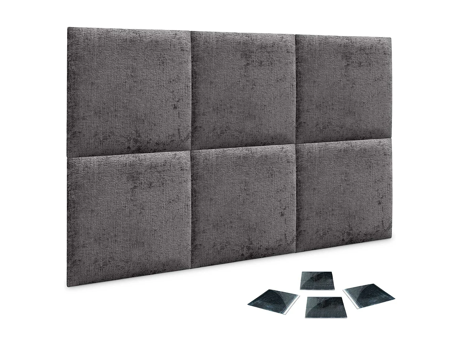DHOME Lot de 6 panneaux muraux acoustiques auto-adhésifs en laine écologique protection absorbante contre les chocs (Gris foncé, 50 x 50 cm, x6)