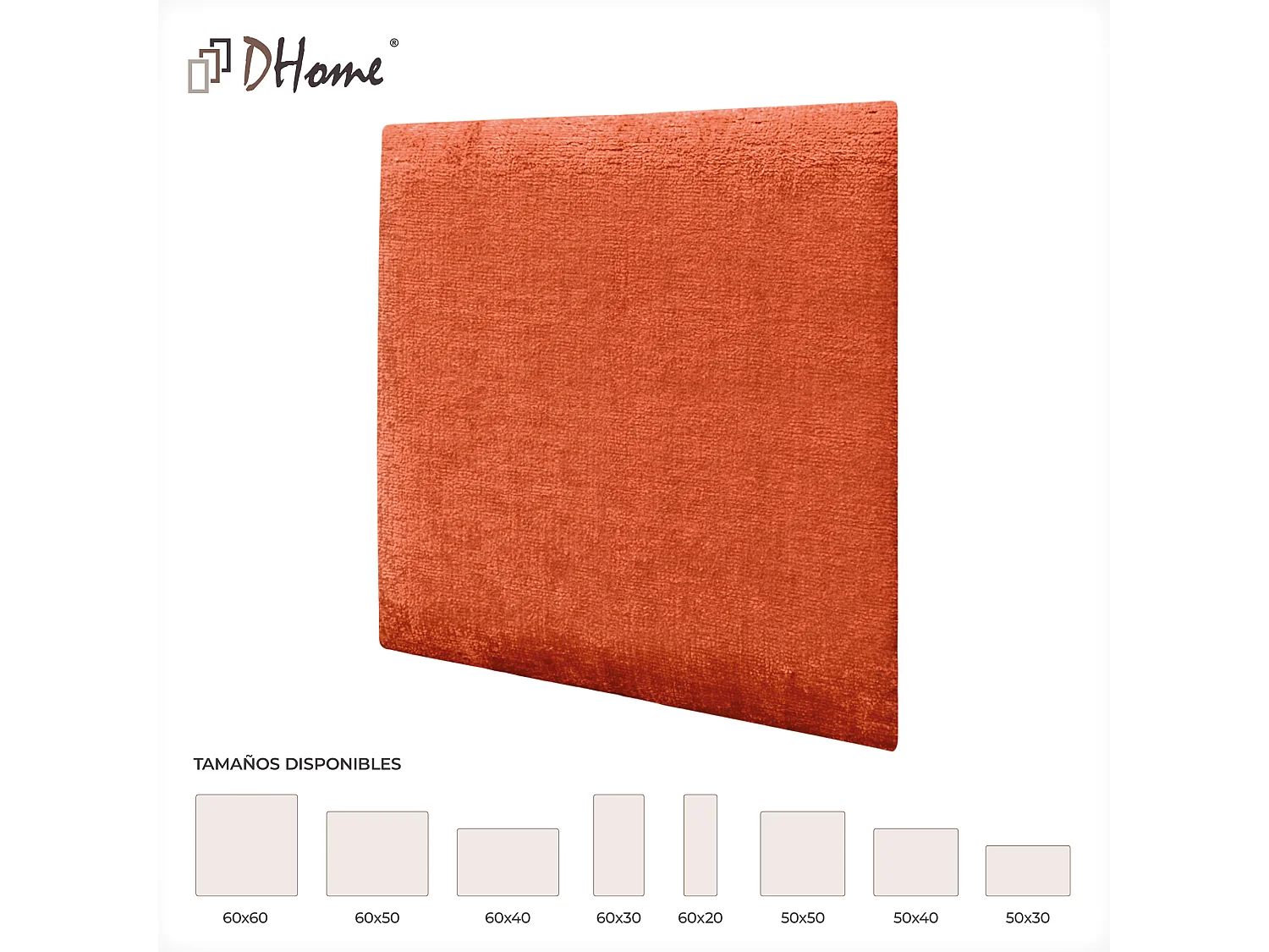 DHOME 6er-Set umweltfreundliche Wollpolsterplatten, selbstklebende akustische Wandpaneele, saugfähiger Schutz (Orange, 50 x 50 cm, x6)