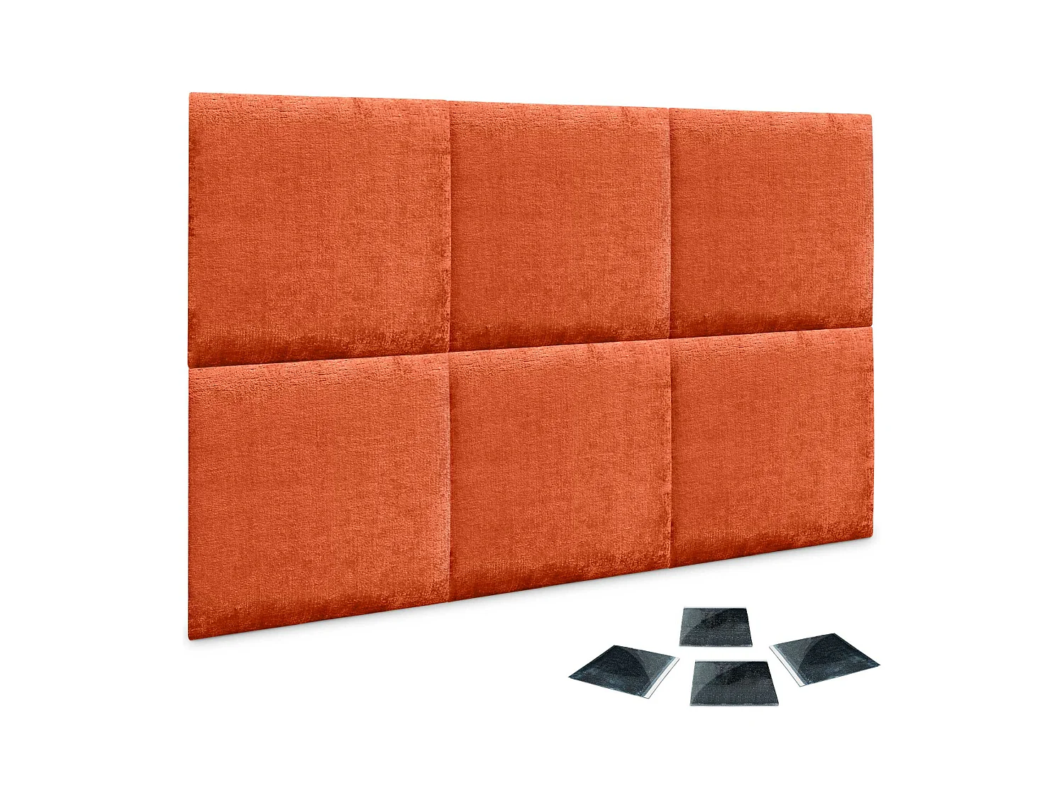 DHOME Lot de 6 panneaux muraux acoustiques auto-adhésifs en laine écologique protection absorbante contre les chocs (Orange, 50x50cm, x6)