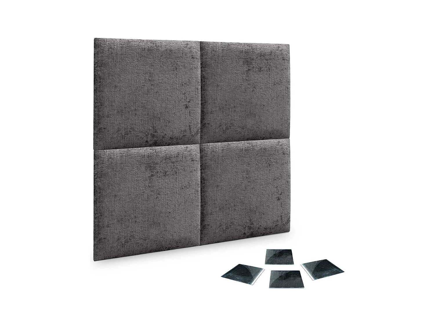 DHOME Lot de 4 panneaux muraux acoustiques auto-adhésifs en laine écologique protection absorbante contre les chocs (Gris foncé, 50 x 50 cm, x4)