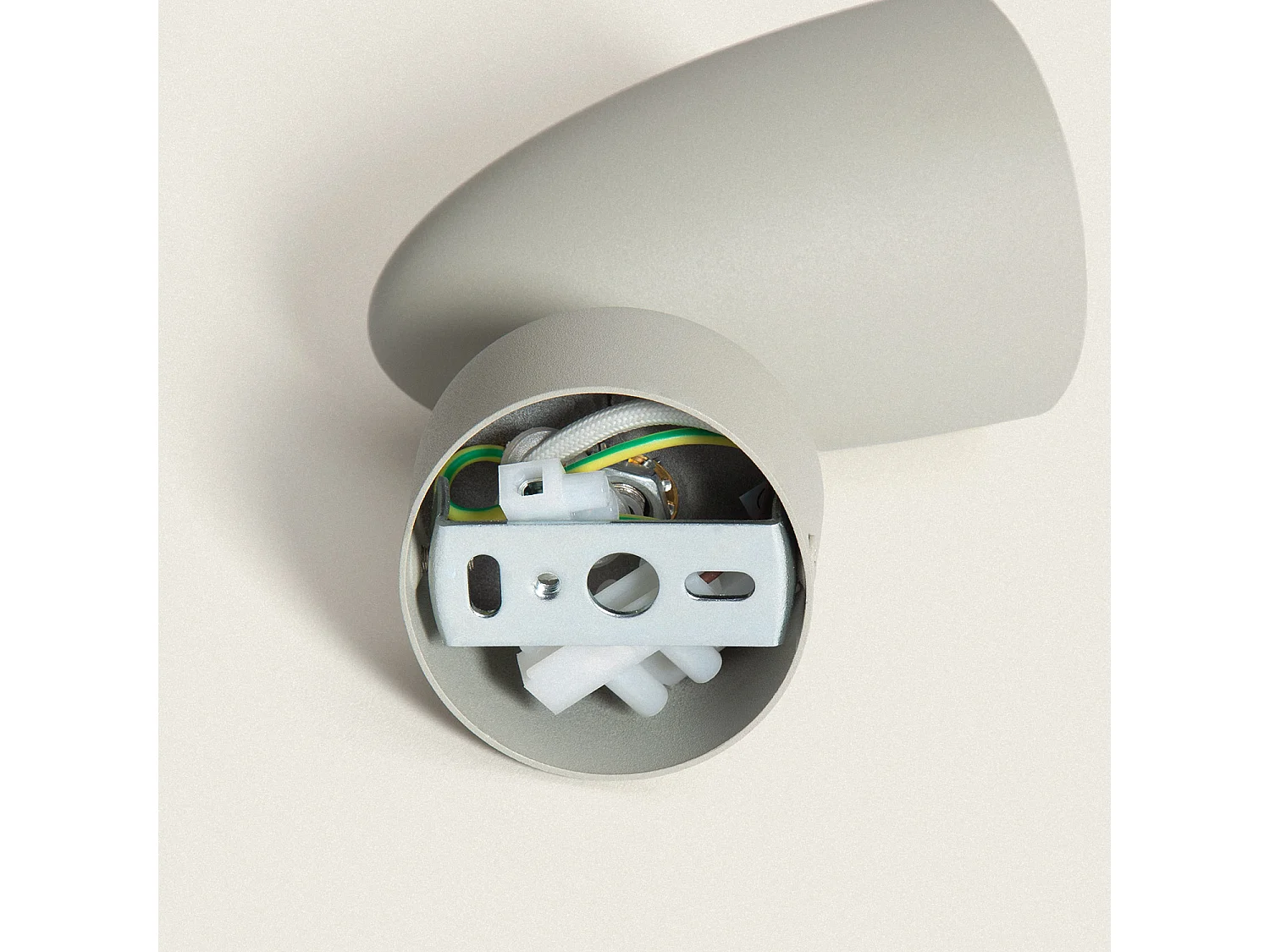 Applique Aluminium Ronde Adrien 1 Spot Gris Pierre