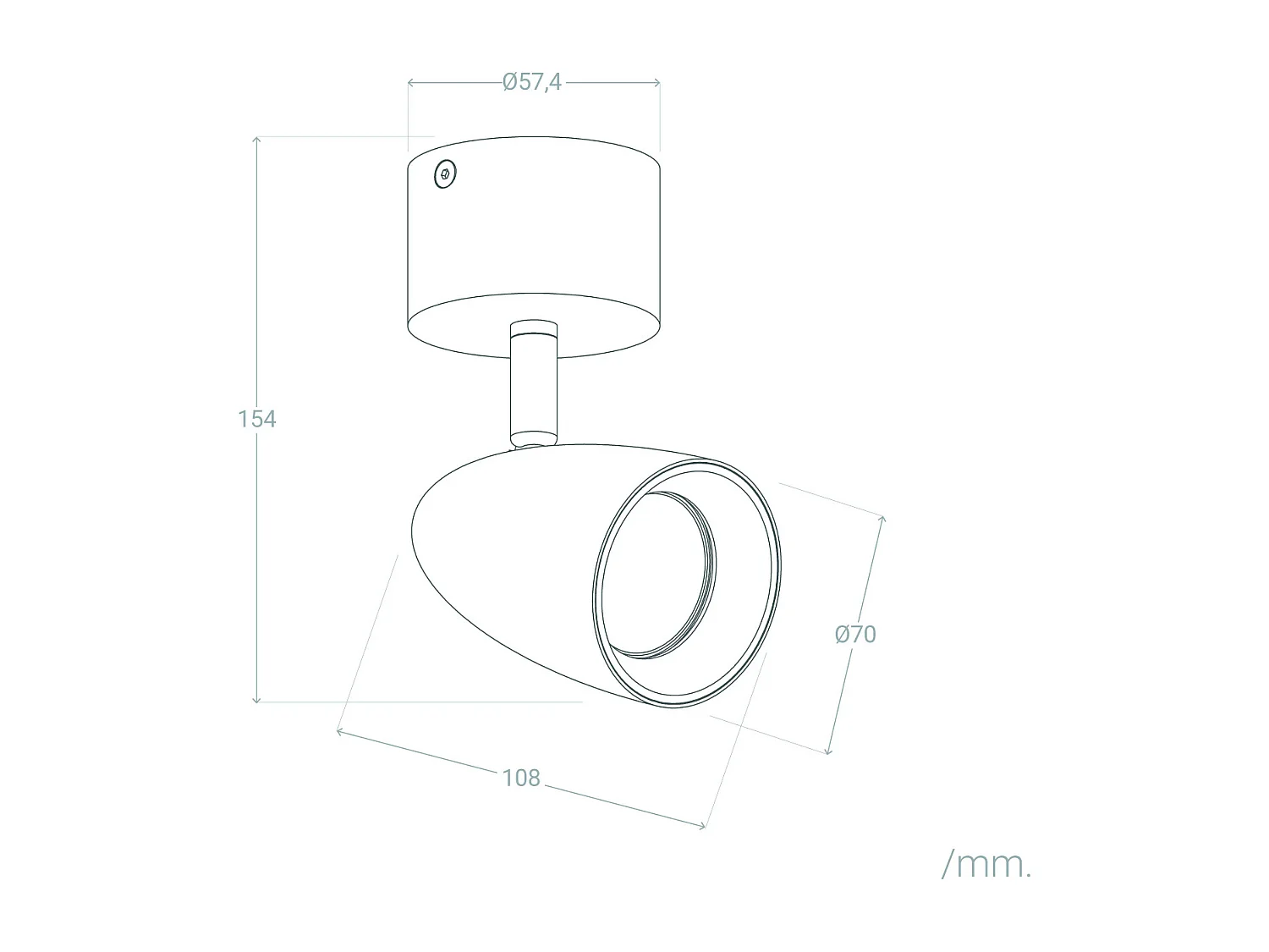 Applique Aluminium Ronde Adrien 1 Spot Gris Pierre