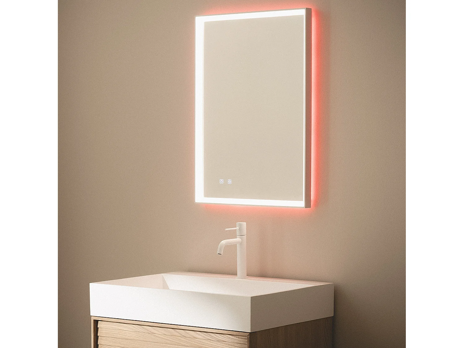 Specchio da Bagno con Luce LED e Antiappannamento 70x50 cm Maia Selezionabile (Caldo-Naturale-Freddo)