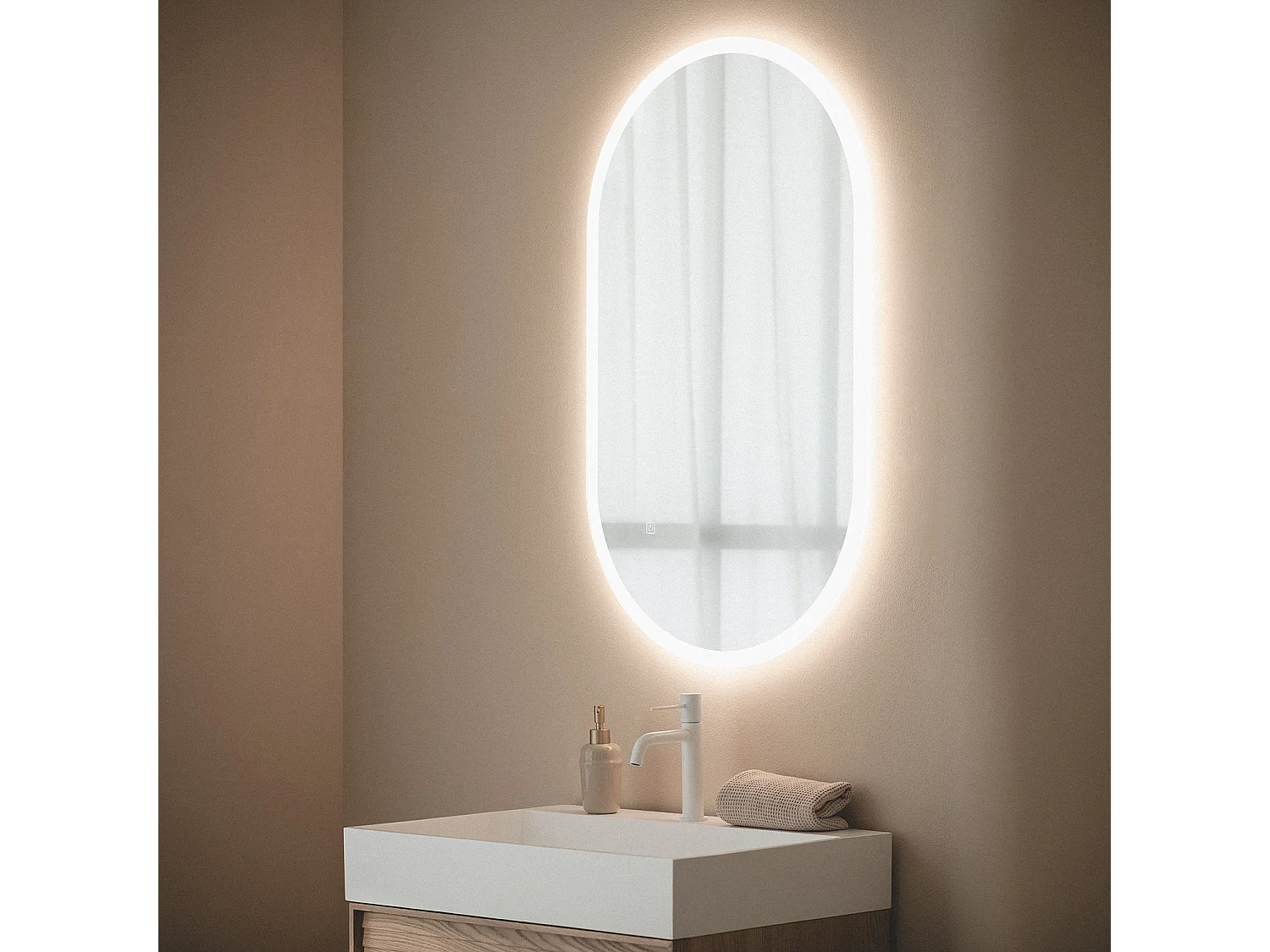 Miroir Salle de Bain avec Éclairage LED Anti-buée 100x60 cm Ona Sélectionnable (chaud-neutre-froid)