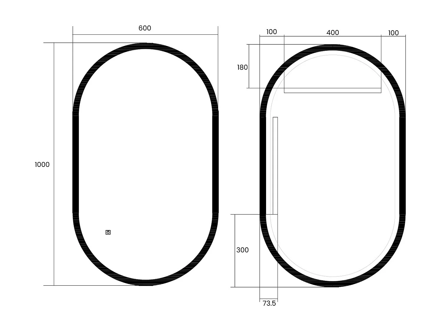 Miroir Salle de Bain avec Éclairage LED Anti-buée 100x60 cm Ona Sélectionnable (chaud-neutre-froid)