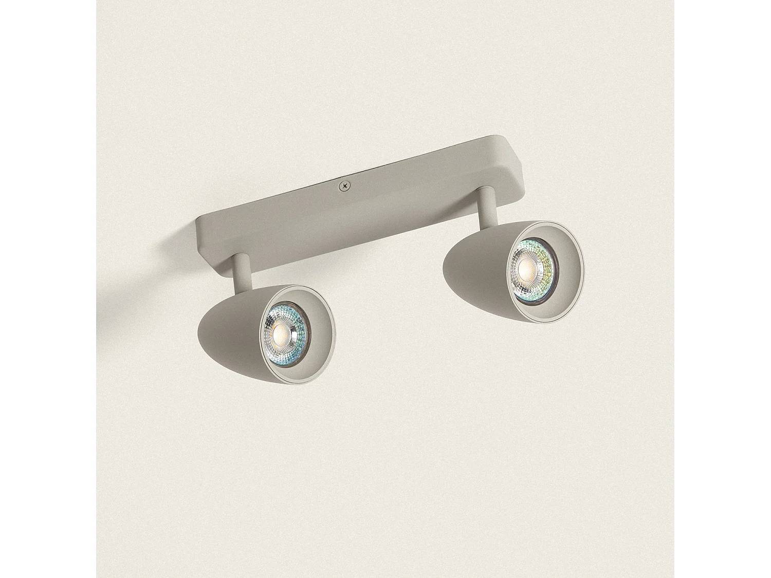 Plafonnier Aluminium Rectangulaire Adrien 2 Spots Gris Pierre