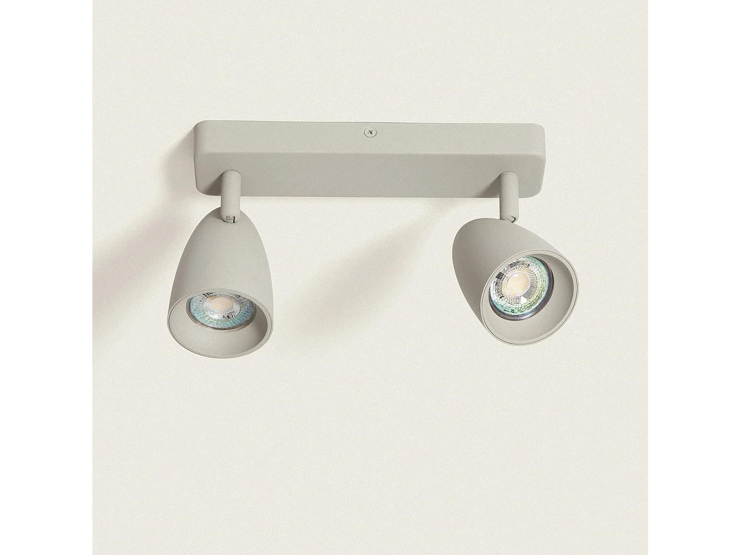 Plafonnier Aluminium Rectangulaire Adrien 2 Spots Gris Pierre