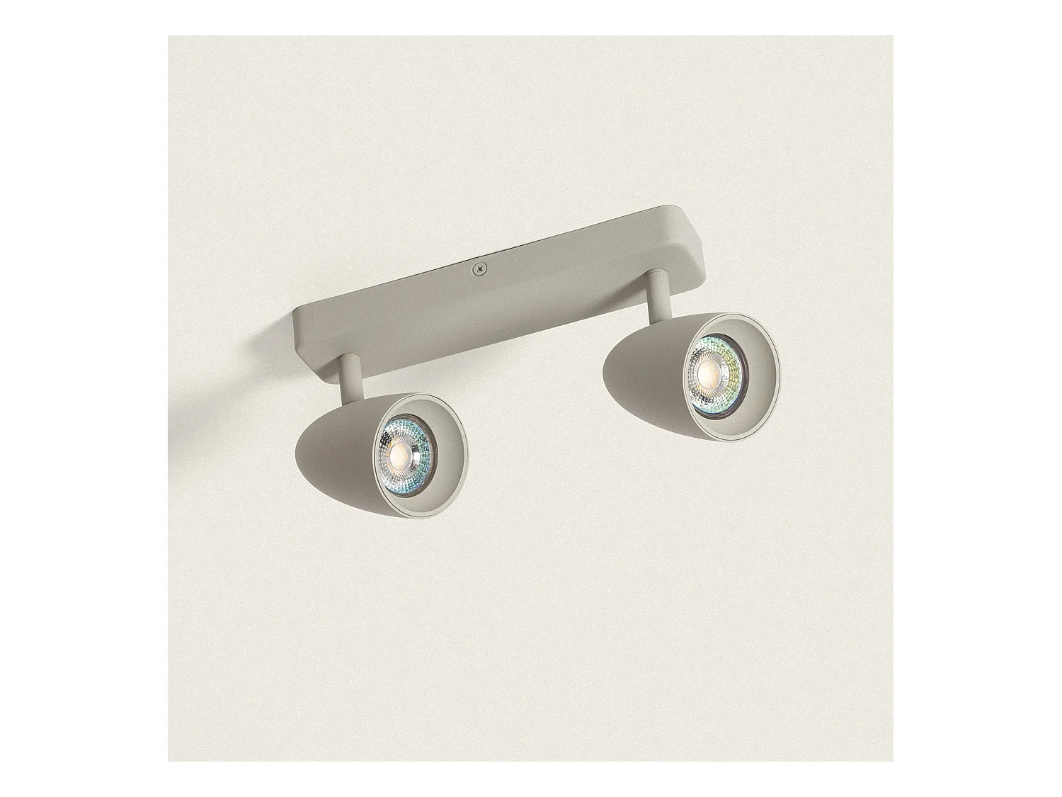 Applique Alluminio Rettangolare Adrien 2 Faretti Grigio Pietra