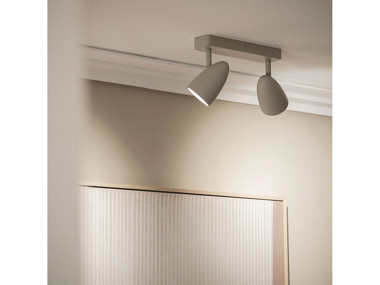 Plafonnier Aluminium Rectangulaire Adrien 2 Spots Gris Pierre