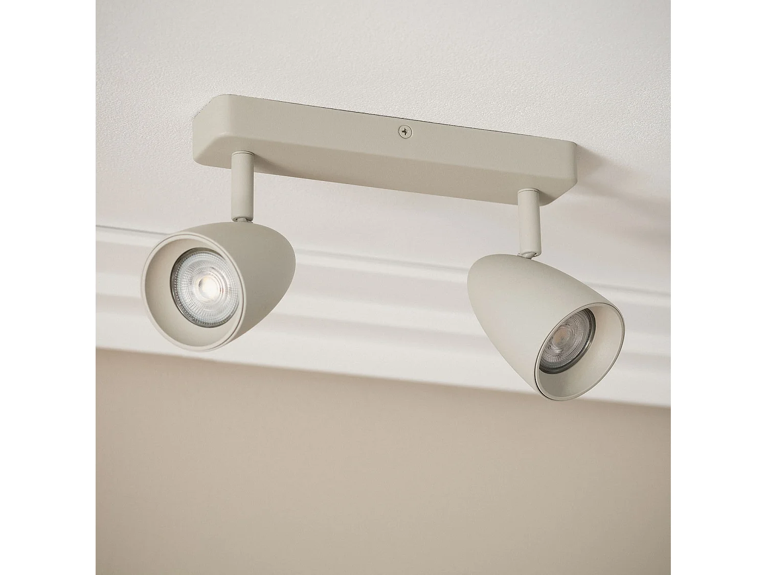 Plafonnier Aluminium Rectangulaire Adrien 2 Spots Gris Pierre