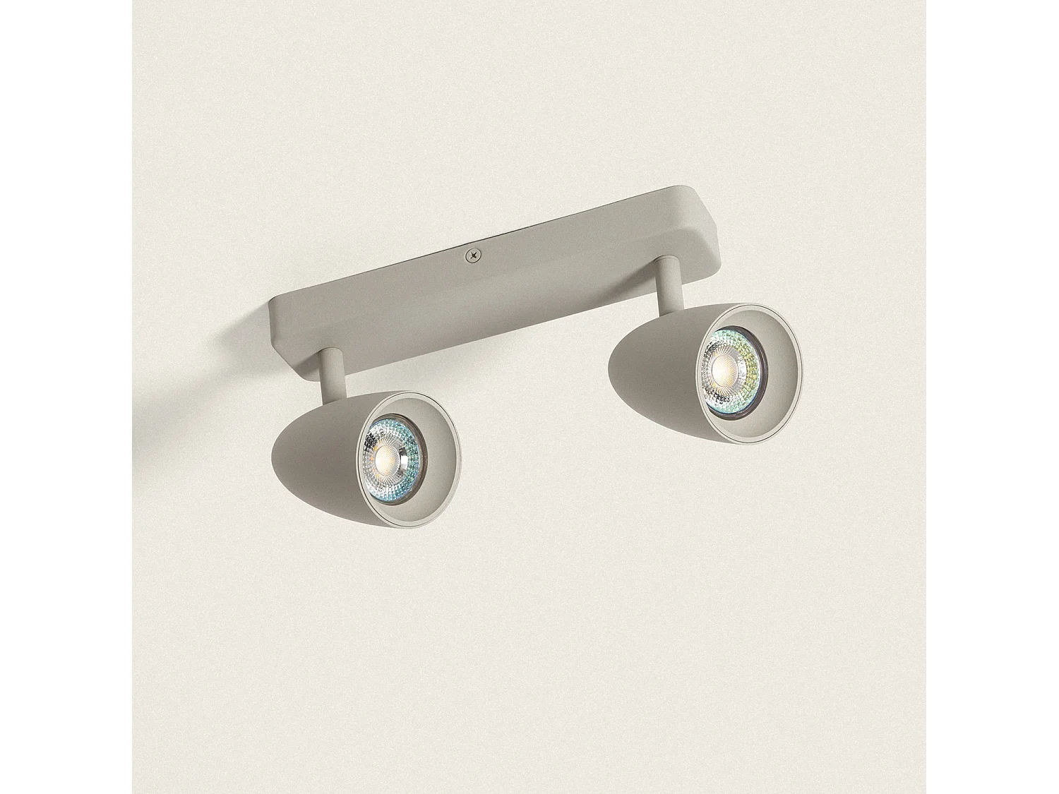 Plafonnier Aluminium Rectangulaire Adrien 2 Spots Gris Pierre