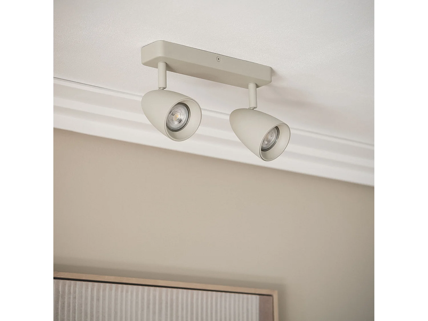 Plafonnier Aluminium Rectangulaire Adrien 2 Spots Gris Pierre