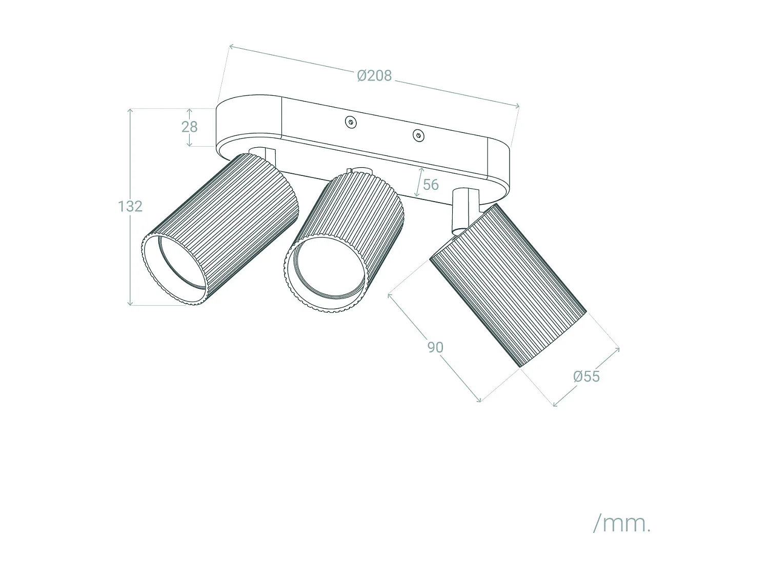 Applique da Soffitto Alluminio Aritz 3 Faretti Bianco
