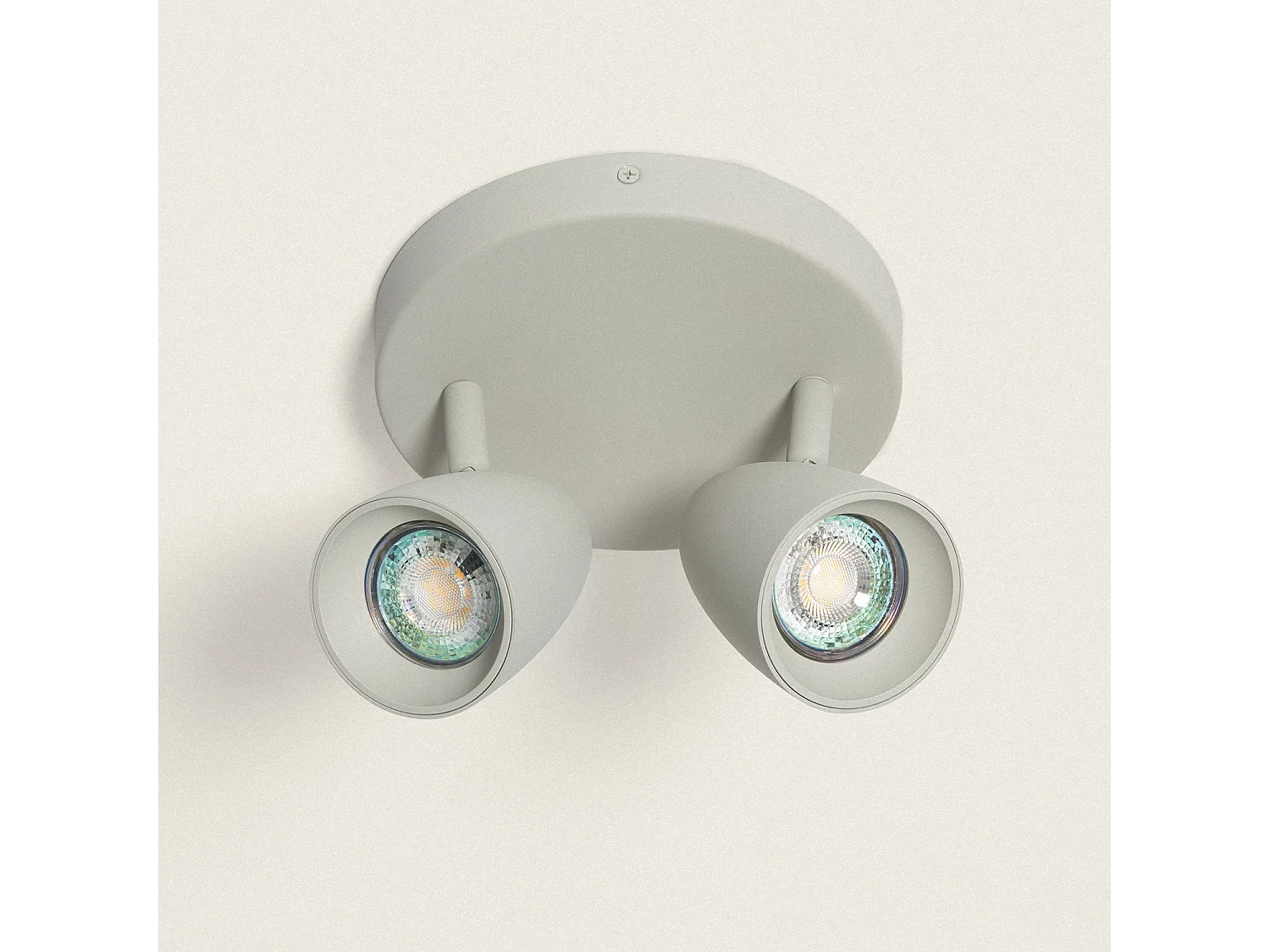 Lampada da Soffitto Circolare Orientabile Alluminio 2 Lampade Adrien Grigio Pietra