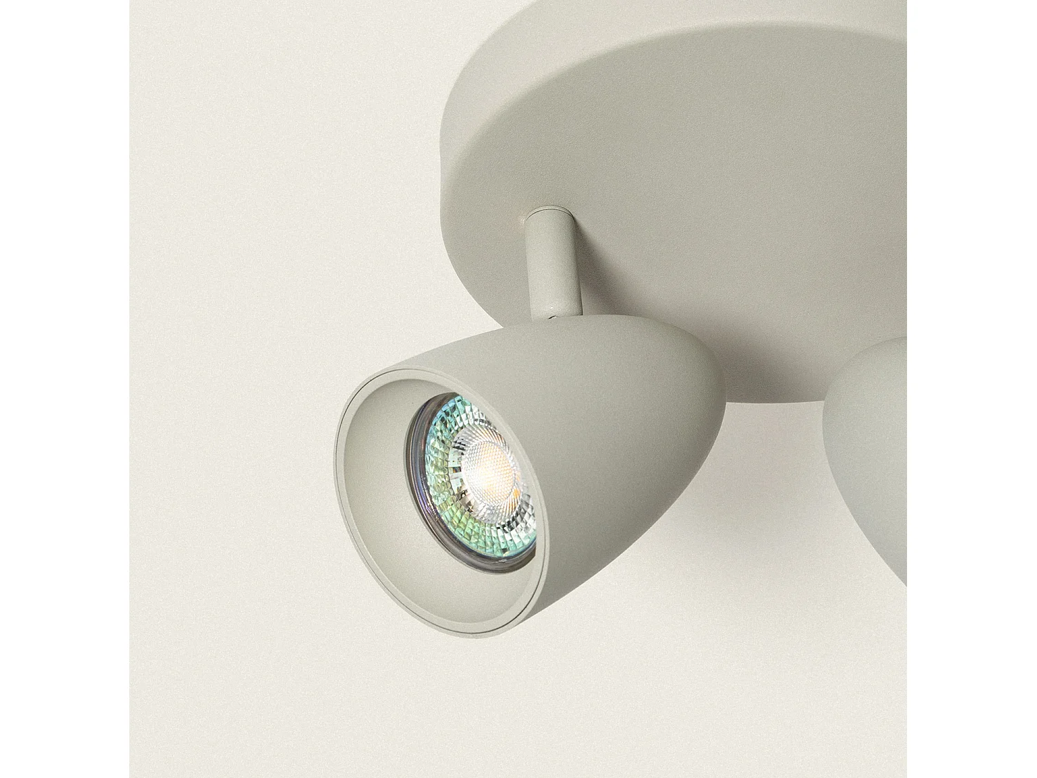 Lampada da Soffitto Circolare Orientabile Alluminio 2 Lampade Adrien Grigio Pietra