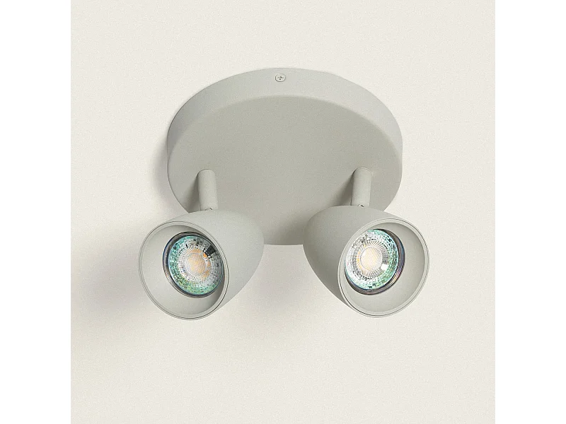 Plafonnier Rond Orientable Aluminium 2 Spots Adrien Gris Pierre