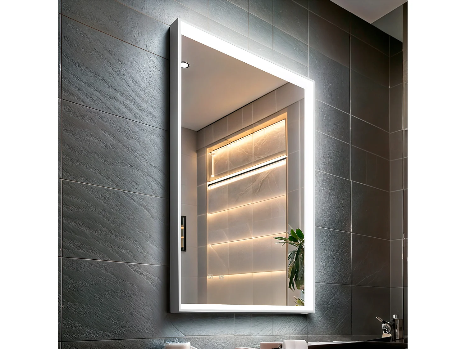 Espejo Baño con Luz LED y Antivaho 80x60 cm Maia Seleccionable (Cálido-Neutro-Frío)