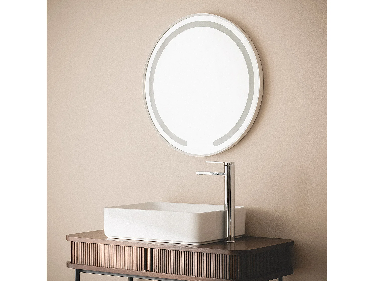 Espejo Baño con Luz LED y Antivaho Ø60 cm Nour Seleccionable (Cálido-Neutro-Frío)