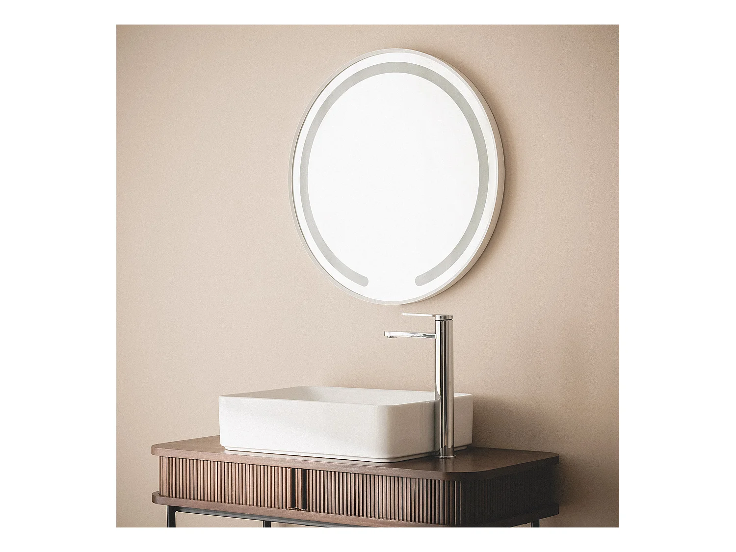 Miroir Salle de Bain avec Éclairage LED Anti-buée Ø60 cm Nour Sélectionnable (chaud-neutre-froid)